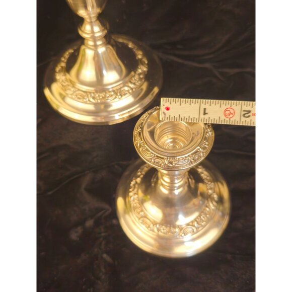 Vintage Gorham Silverplate Ornate Candlestick Holders Set Of Two - Picture 7 of 9